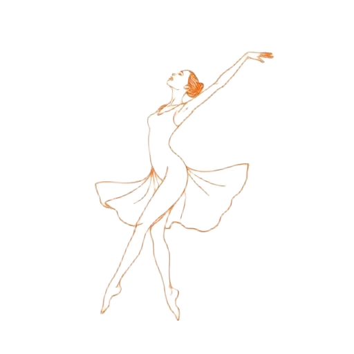 Continuous line drawing of dancer in arabesque — body rub blog category illustration