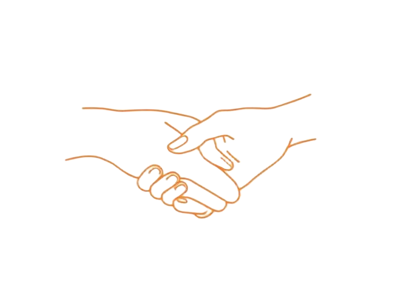 Continuous line drawing of healing hands — body rub glossary illustration