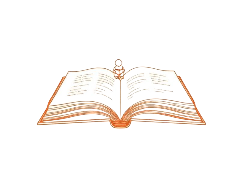 Continuous line drawing of open book — body rub wellness blog illustration