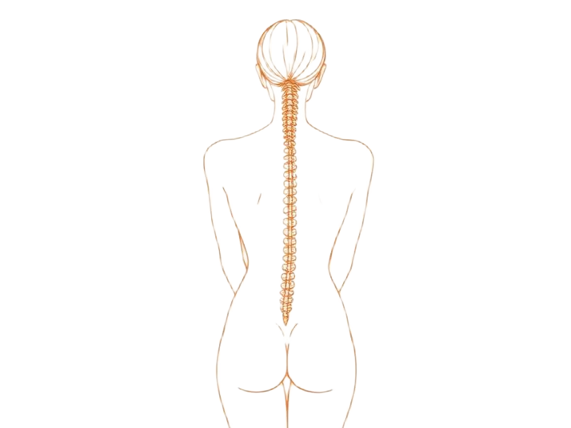 Continuous line drawing of spine and back — body rub quality standards