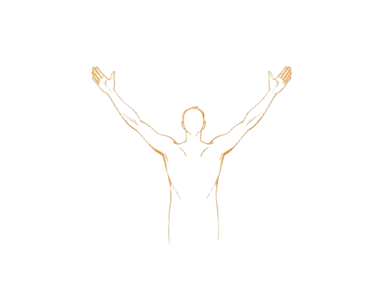 Continuous line drawing of figure with arms raised — body rub across US states
