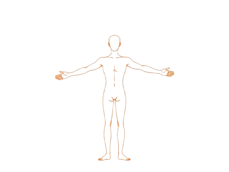 Continuous line drawing of welcoming figure with open arms — about body rub site